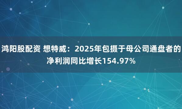 鸿阳股配资 想特威：2025年包摄于母公司通盘者的净利润同比增长154.97%